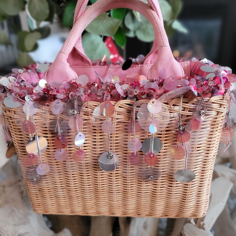 Prada Pink Basket Bag with Sequin Details - Picture 7 of 13